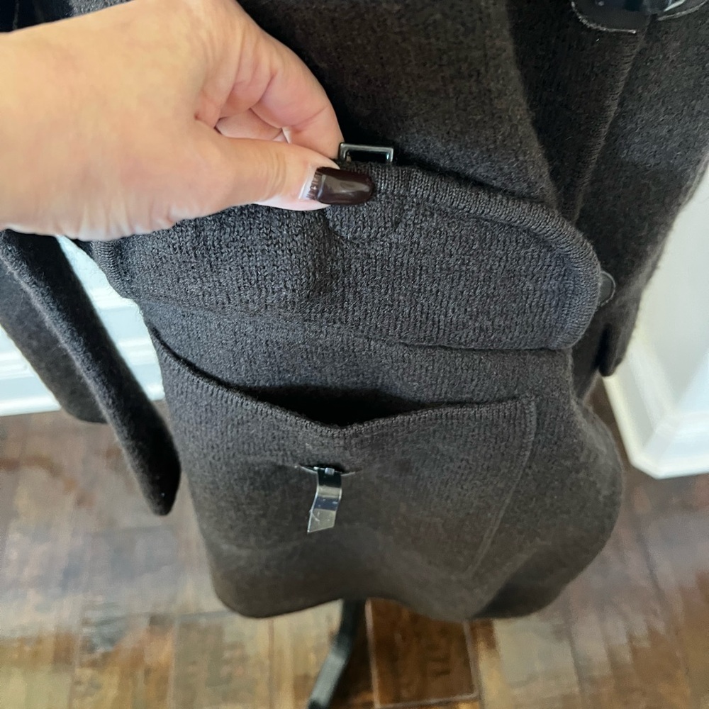 Kate Hill, Dark Brown-Boxy-Snap Toggle style Wool Unlined Coat. - Picture 8 of 11